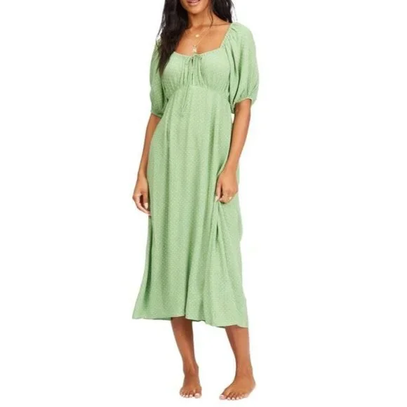 Billabong | Dresses | Billabong True Romance Midi Dress In Green Polka Dot  Womens Size Xs Nwt | Poshmark